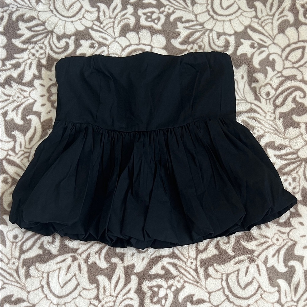 Abercrombie & Fitch Black Strapless Peplum Top